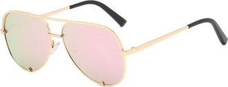 Generic Mens Outdoor Metal Sunglasses Vacation Womens Driving UV400 Sun Glasses(Pink)
