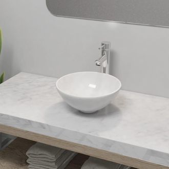 Berkfield Home Bathroom Basin with Mixer Tap Ceramic Round White
