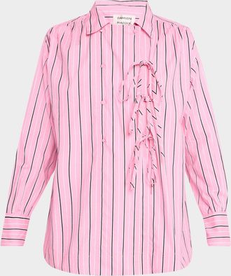 Damson Madder Carmy Striped Double-Breasted Ties Shirt