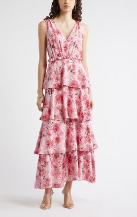 Chelsea28 Floral Tiered Maxi Dress in Pink Susie Patchwork at Nordstrom, Size Xx-Small
