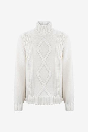 Brunello Cucinelli Zopfstrickpullover mit Rollkragen aus Kaschmir