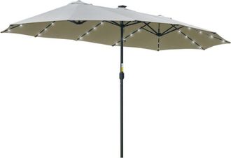 OUTSUNNY Sombrilla Doble De Jard&iacute;n Con 48 Luces Led Solar 450x265x240 Cm Parasol Para Patio Con Manivela Protecci&oacute;n Solar Para Terraza Balc&oacute;n Piscina