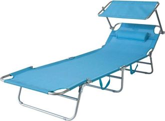 SoBuy SoBuy Lettino Prendisole Pieghevole Cuscino e tettuccio Regolabile 4 Angoli di reclinazione con Organizer Blu OGS48-B