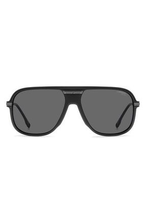 Carrera C Sport 17/S 60mm Polarized Rectangular Sunglasses in Matte Black/grey Pz at Nordstrom