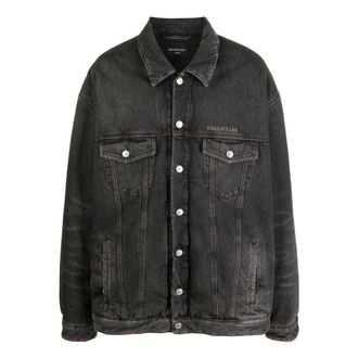Balenciaga Mirror Padded Denim Jacket Dark Grey 735744TBP471270