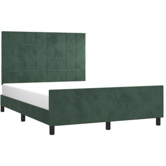 vidaXL Vidaxl - Estructura Cama Sin Colch&oacute;n Terciopelo Verde Oscuro 140x190 Cm
