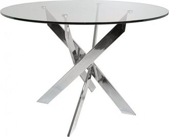Home Heavenly Home Heavenly - Mesa De Comedor Redonda De Cristal Dan, De 110 Cm Di&aacute;metro X 73 Cm Altura. 4 Patas Entrecruzadas. Color: Pata Cromo