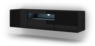 AKL FURNITURE Mueble para TV efecto madera Negro LED