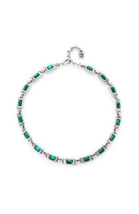 UNOde50 Sterling silver-plated necklace with green crystals at Nordstrom