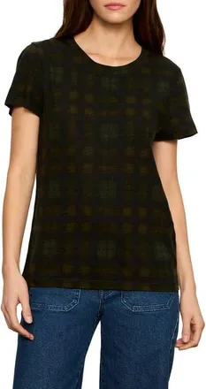 Sanctuary The Perfect T-Shirt in Forest Green Plaid at Nordstrom, Size Xx-Small