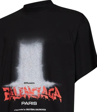 Balenciaga Mens T-Shirt The Door Black Cotton T-Shirts And Polos