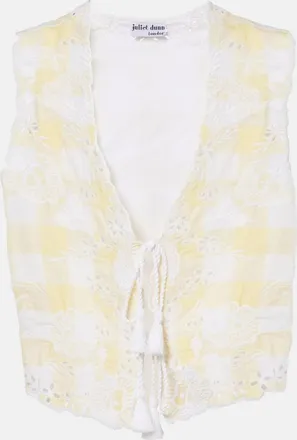 Juliet Dunn Embroidered checked cotton vest