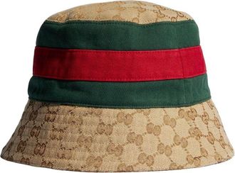 Gucci GG Cotton Canvas Bucket Hat with Web Beige Dark Brown 875742-4HBKJ-9666