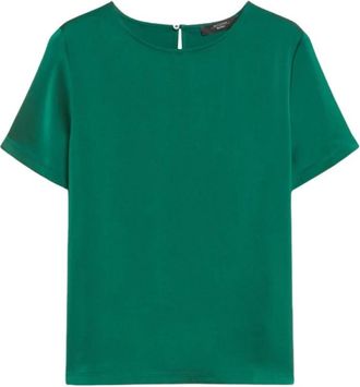 Max Mara Satijnen en Jersey Blouse - Dames - Blouses - Groen - XS - Satijn - Overhemden