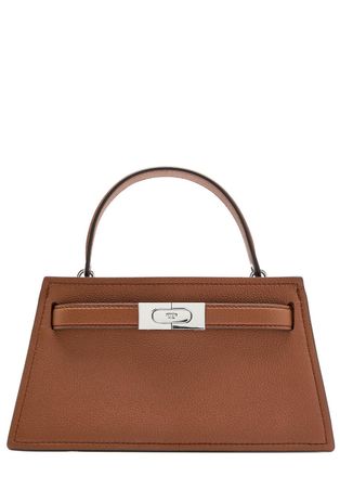 Tory Burch Lee Radziwill Mini Pebbled Leather top Handle bag - Tan - One Size