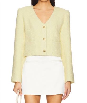 Astr Marleigh Tweed Jacket In Lemon