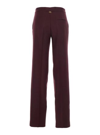 Twinset Womens Violet Stretch Wool Blend Pants Textile Paper Trousers
