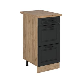 Vicco Mueble Bajo De Cocina R-line, Antracita Casa De Campo, 40 Cm Con Cajones, Et Roble Vicco