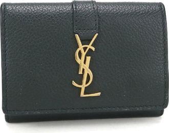 Saint Laurent Green Leather Wallet (Tri-Fold) (Pre-Owned)