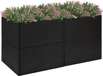 vidaXL Jardinera De Rat&aacute;n Sint&eacute;tico Negro 157x80x80 Cm Vidaxl