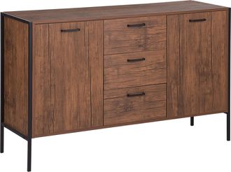 Beliani Beliani - Aparador De Madera Oscura Y Negro Con Cajones Sal&oacute;n Industrial Tifton