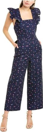 Rebecca Taylor Farren Floral Print Jumpsuit In Blue