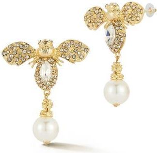 Sphera Milano Faux Pearl Bee Drop Earrings in White/Gold at Nordstrom Rack