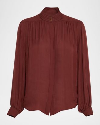 Nili Lotan Revi Silk Button-Down Blouse