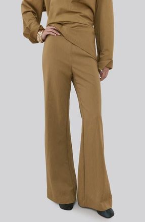 Mango Flat Front Straight Leg Pants in Khaki at Nordstrom, Size 2