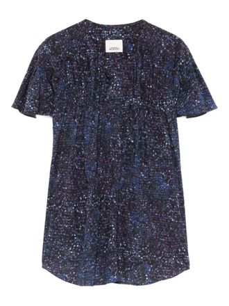 Isabel Marant speckled pleated blouse - women - Silk/Elastane - 34 - Blue