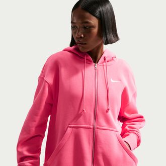 Nike Womens Nike Sportswear Phoenix Fleece Oversized Full-Zip Hoodie in Pink | DQ5758-894