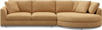 Castlery Hamilton Round Chaise Sectional Sofa Right Facing Customized, Caramel, Machine Washable, Removable Covers for Sofas, Castlery