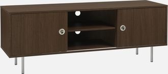 Sweeek Mueble De Tv Vintage Con Decoraci&oacute;n De Madera Y Acero Inoxidable, 2 Puertas, 140cm