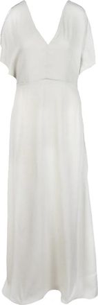 Fabiana Filippi Beige Rhinestone Viscose Maxi Dress