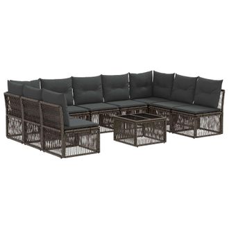 vidaXL Conjunto De Sof&aacute;s De Jard&iacute;n 10 Pcs Gris Rat&aacute;n Sint&eacute;tico Vidaxl