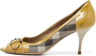 Burberry 85mm leather heeled pumps - Yellow