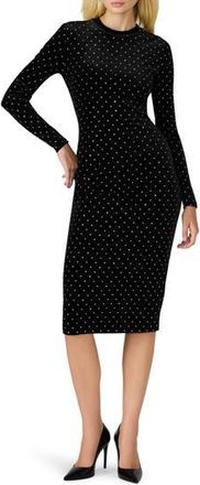 Steve Madden Hailee Diamante Long Sleeve Velvet Dress in Black at Nordstrom Rack, Size Xx-Large