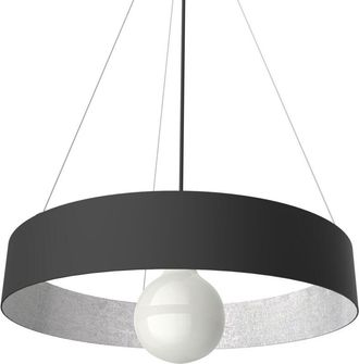 Lumicom Halo Sospensione, 1X E27, max 42W, metallo, nero opaco/foglia argento, D.40cm - Lumicom