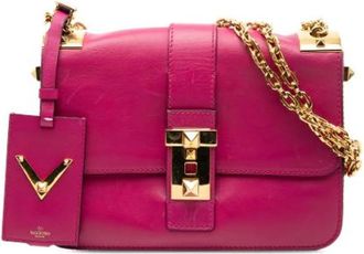Valentino Pre-owned Cross Body Bags, female, Pink, Size: ONE SIZE Pre-owned Vintage Leather Crossbody Bag