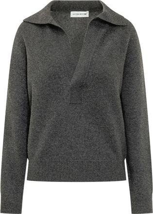 Victoria Beckham Polo Nek Trui - Dames - V-hals truien - Grijs - M - Truien & Vesten