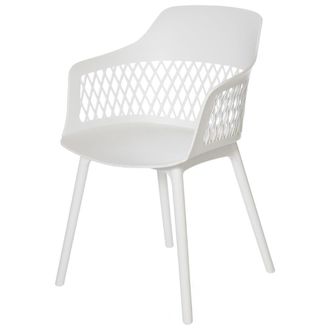 Koketto Home Silla blanca de polipropileno con reposabrazos y patas de metal