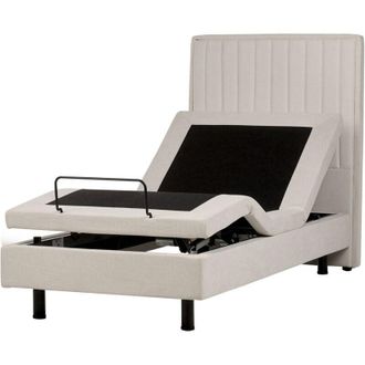 Beliani Adjustable Bed Fabric DUKE II 90 x 200 cm (EU Single) Light Beige