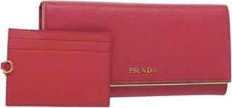 Prada Pre-owned leren portemonnee - Dames - Vintage Accessoires - Roze - ONE Size - Leer - Vintage