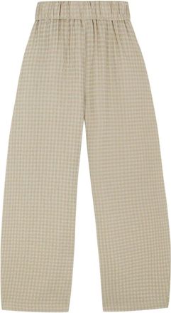 Cortana Broeken, Dames, Beige, XS, Wol, Nuna, beige jacquard geruite broek