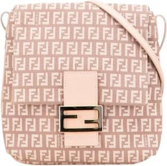 Fendi Pre-owned Shoulder Bags, female, Pink, Size: ONE SIZE Pre-owned Canvas Shoulder Bag