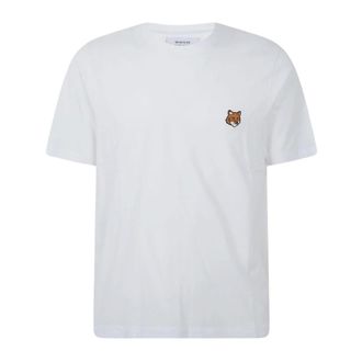 Maison Kitsun&eacute; T-Shirts, male, White, Size: XL Fox Head Regular Tee-Shirt