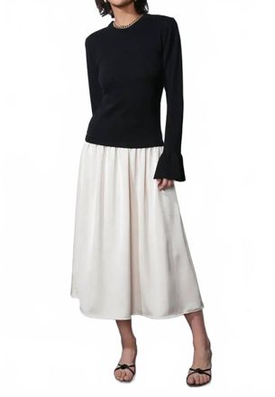 Greylin Jovie Twofer Sweater Midi Dress In Black/white