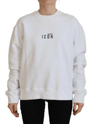 Dsquared2 Dsquared&sup2; Cotton Printed Long Sleeve Crew Neck Womens Sweater (Pre-Owned)