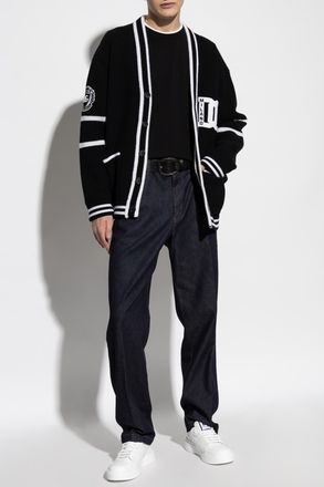 Dolce & Gabbana Wool Cardigan With Logo, Mens, Black