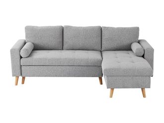 VENTE-UNIQUE.COM Sof&aacute; rinconera tela gris claro